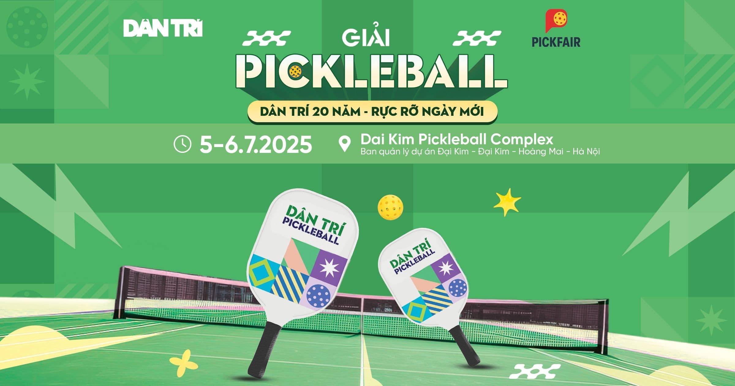 Giải Pickleball - 20 năm Dân trí - Rực rỡ ngày mới
